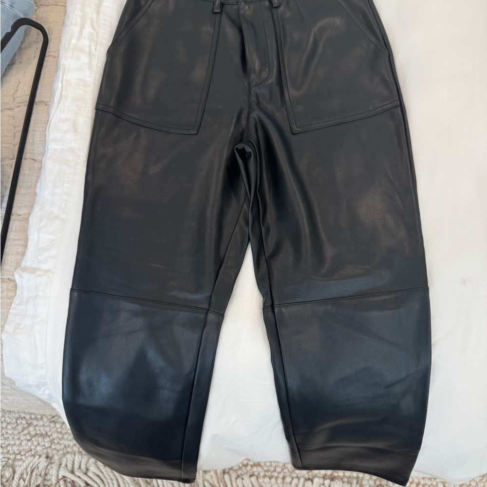 7 For All Mankind Black Leather Look Pants